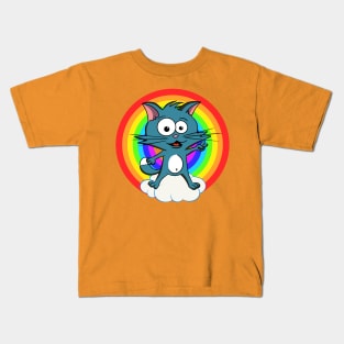 CAT ON THE CLOUD Kids T-Shirt